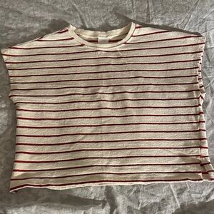 Zara Red and White Striped Knit Top